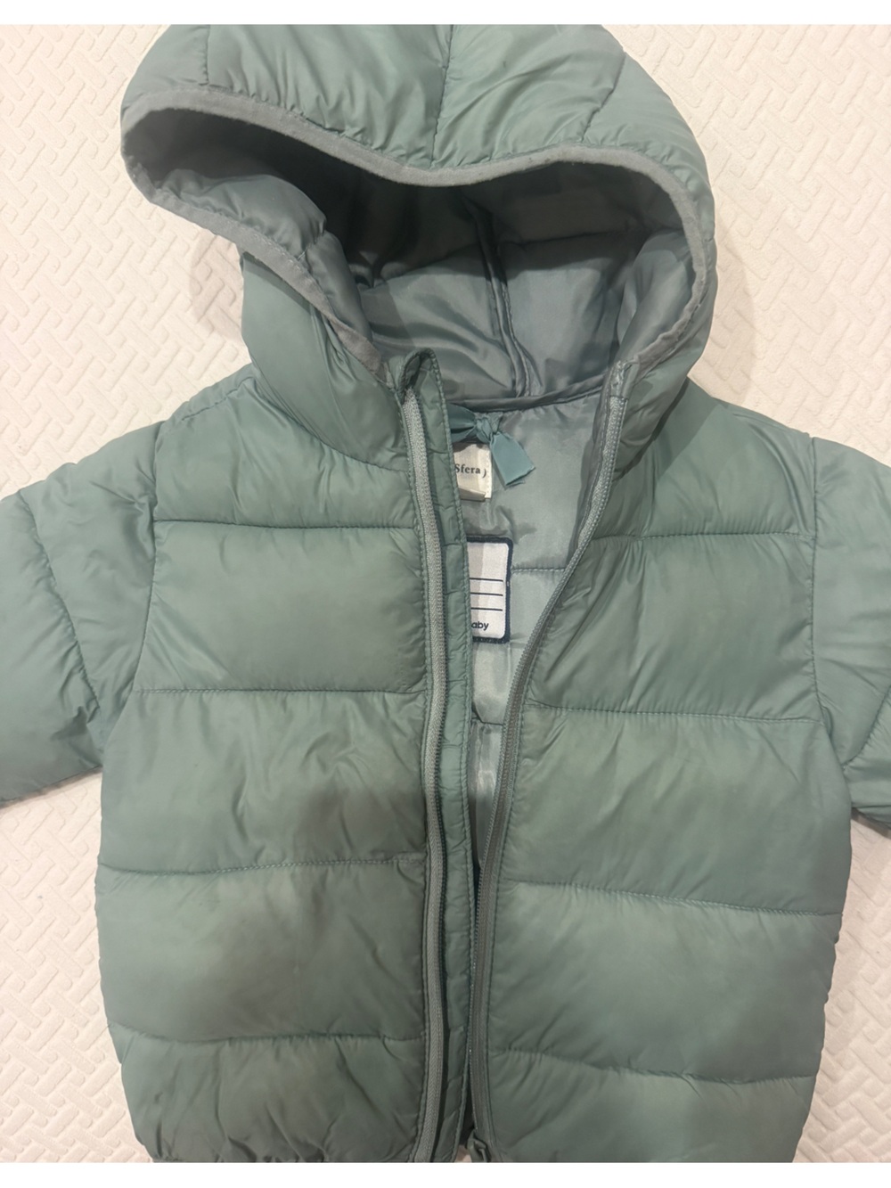 SFERRA Kids Sage Green Puffer Jacket with Hood
